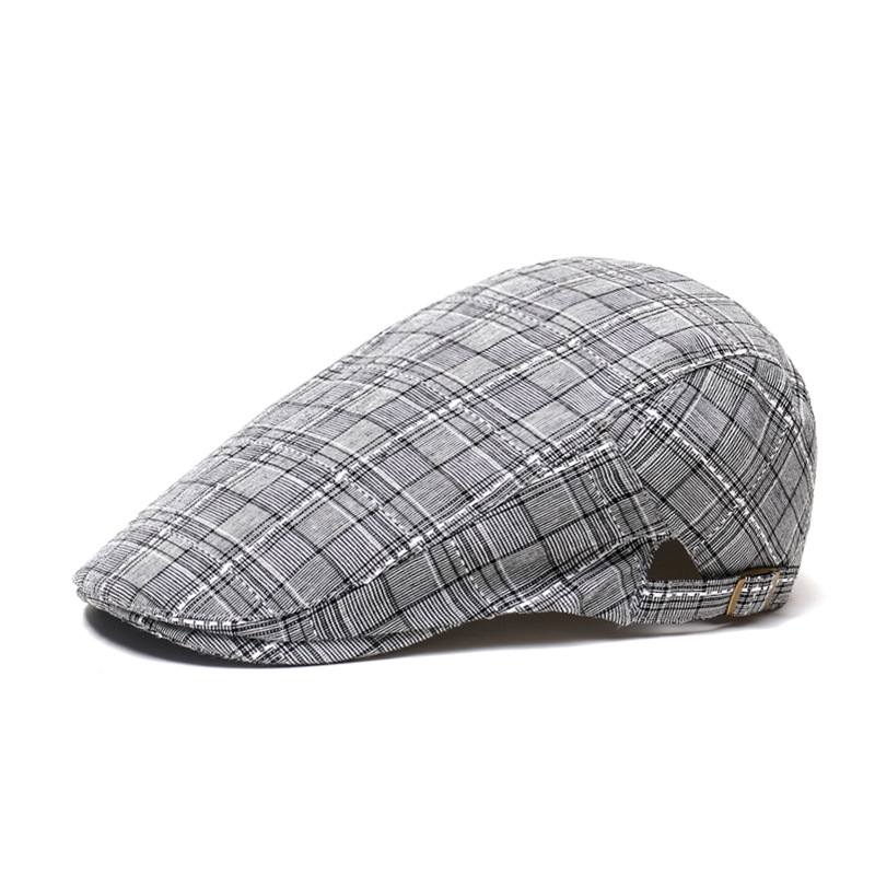 Newsboy Cap Ivy - หมวกเบเร่ต์ลายสก็อตผ้าฝ้ายแบบยูนิเซ็กซ์ พร้อมหัวเข็มขัดปรับได้ สไตล์แกตสบี้ ไอวี่ แฟลตแคป หมวกขับรถ