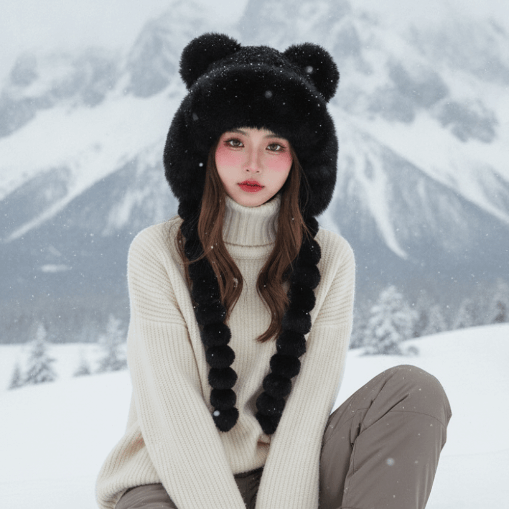 หมวกไหมพรมลายทางบุขนแกะพร้อมพู - Winter Trapper Hat บทวิจารณ์และราคา